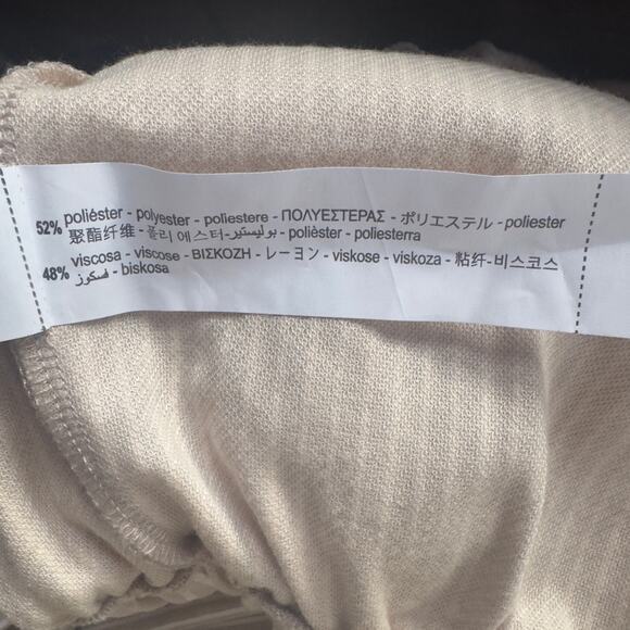 Zara Womens Khaki Striped Wide Leg High Rise Palazzo Boho Pull On Size Small - Picture 6 of 6